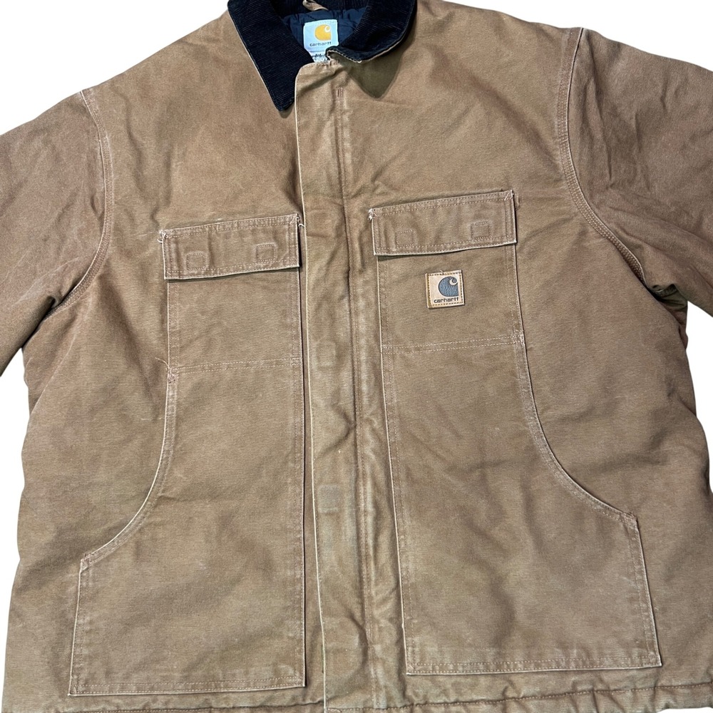Carhartt Mens 2XL Brown Duck Chore Coat Jacket Quilted Lined Workwear - Picture 2 of 16